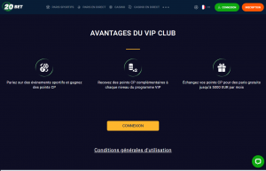 20Bet Programme VIP pour les paris sportifs 1